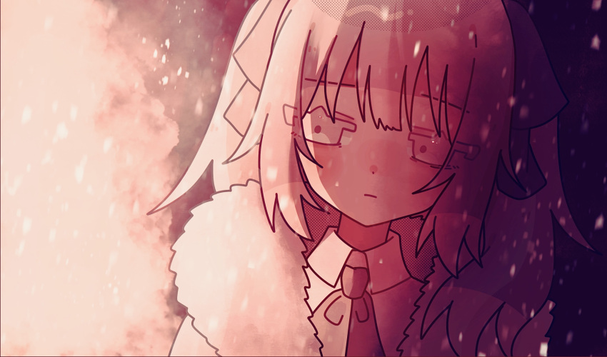 1girl, abstract_background, ada_(iyowa), adipocere_(vocaloid), blush, closed_mouth, coat, commentary_request
