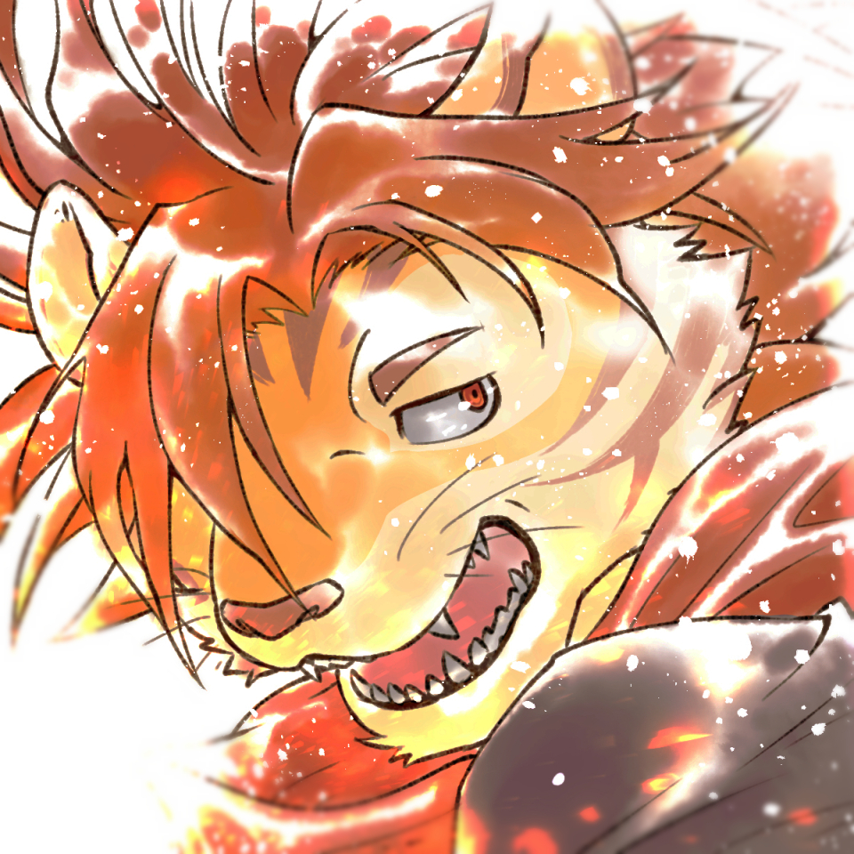 1boy, animal_ears, black_jacket, commentary_request, fangs, furry, furry_male, hair_over_one_eye