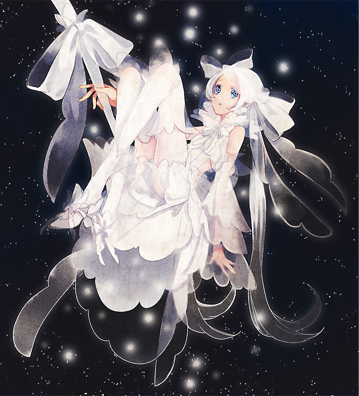 bow, dress, hair_bow, maico_(a218), original, short_hair, solo, star