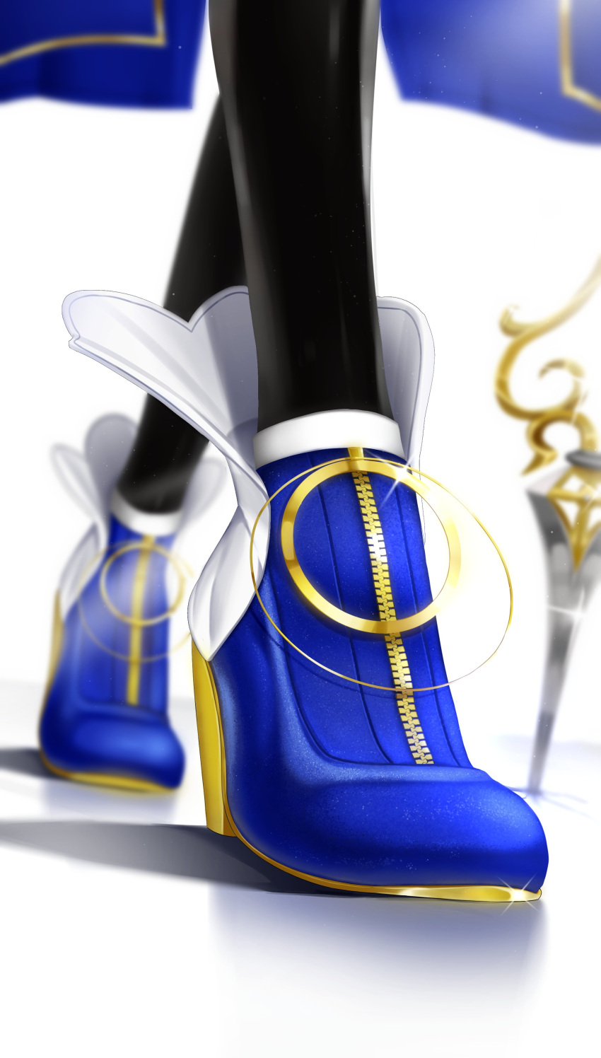 1girl, absurdres, black_thighhighs, blue_shoes, footwear_focus, high_heels, highres, hololive