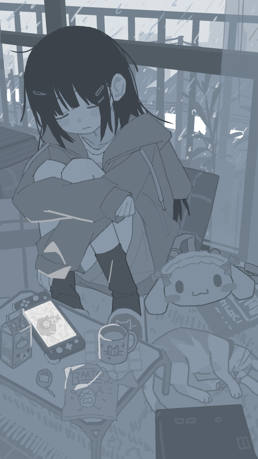1girl, absurdres, animal_crossing, cat, character_bag, cinnamoroll, closed_eyes, closed_mouth