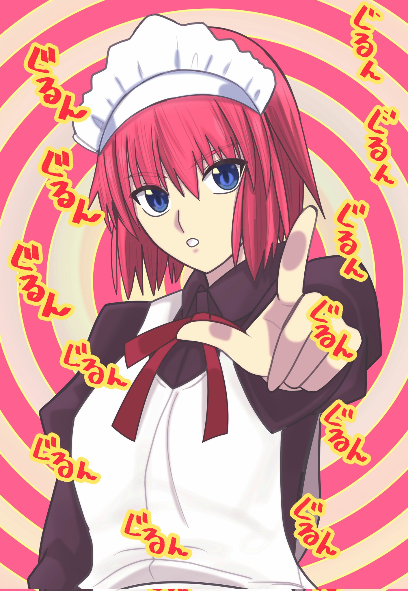 1girl, anata_wo_hannin_desu, apron, blue_eyes, bow, dress, highres, hisui_(tsukihime)