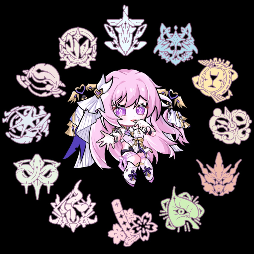 1girl, black_background, black_shorts, boots, chibi, chibi_only, commentary, corset