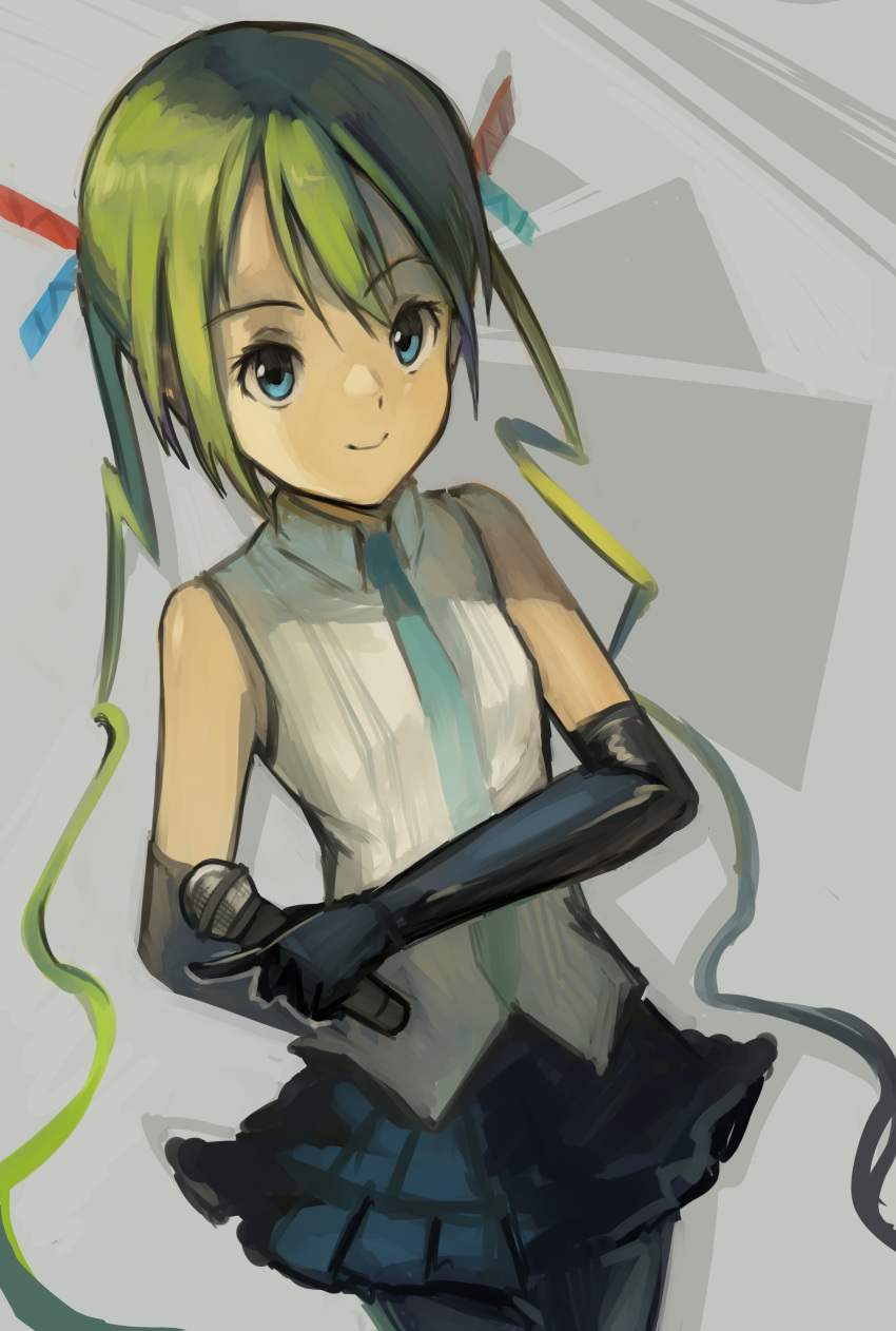 1girl, absurdres, aqua_eyes, aqua_hair, aqua_necktie, black_gloves, black_pantyhose, collar
