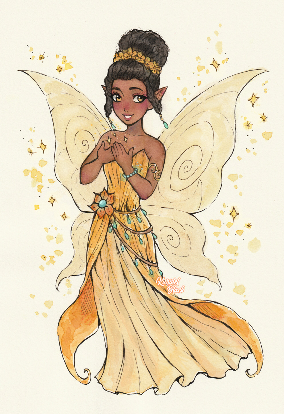 1girl, black_hair, braid, dark-skinned_female, dark_skin, disney_fairies_(movie_series), dress, fairy