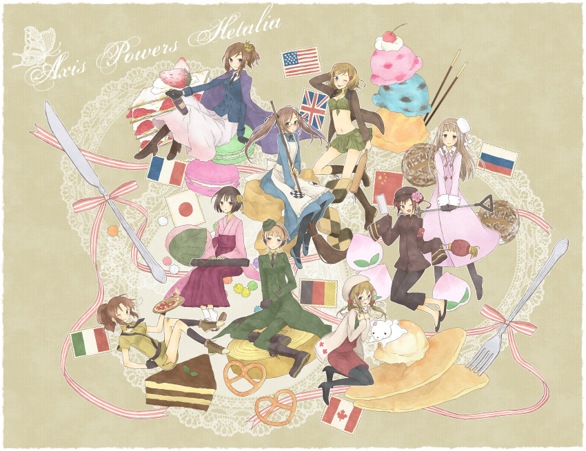 :p, absurdres, america_(hetalia), american_flag, axis_powers_hetalia, bow, broom, cake