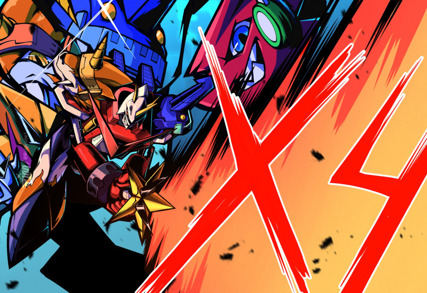 armor, ballistamon, blue_eyes, character_name, digimon, digimon_(creature), digimon_xros_wars, dorulumon