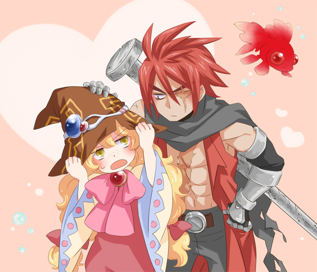 1girl, :o, ahoge, bad_id, belt, beryl_benito, blonde_hair, bow