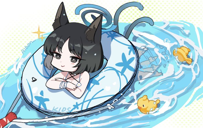 >:), 1girl, afterimage, aibon, air_bubble, animal_ear_fluff, animal_ears, artist_name