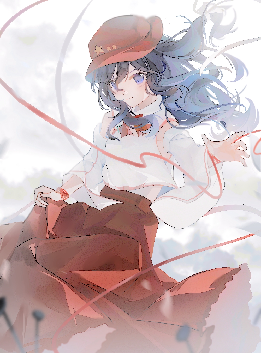 1girl, bare_shoulders, blue_eyes, blue_hair, bound, bow, bowtie, closed_mouth