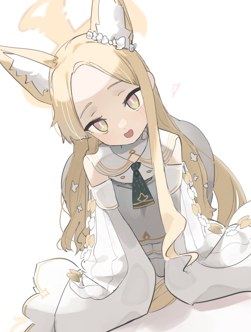 1girl, :d, absurdres, ainkun, all_fours, animal_ears, blonde_hair, blue_archive