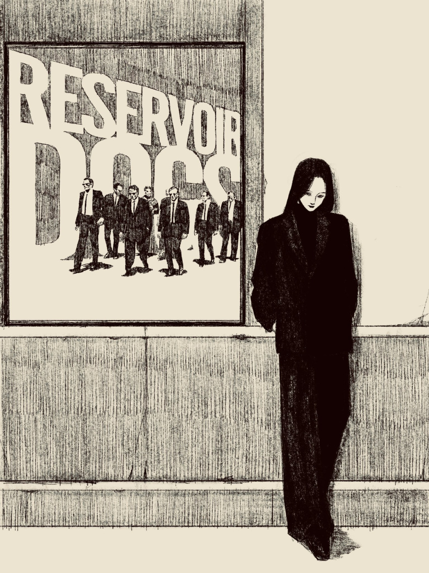 1girl, black_hair, full_body, highres, long_hair, original, reservoir_dogs, solo
