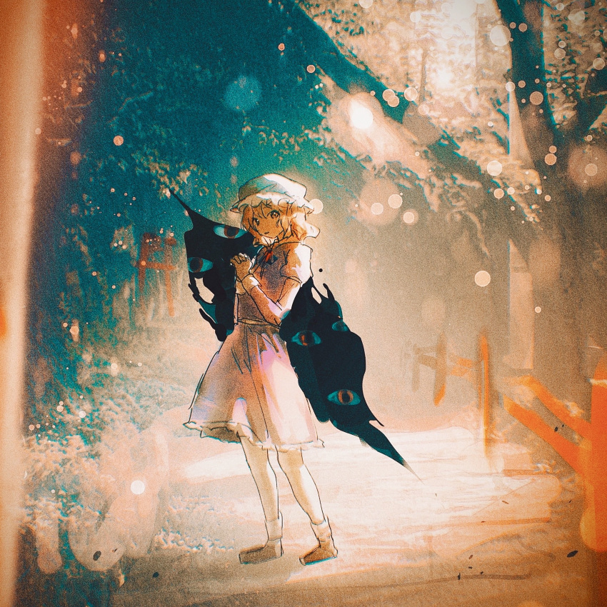 1girl, absurdres, blonde_hair, circle_yomado, dress, frilled_dress, frills, full_body
