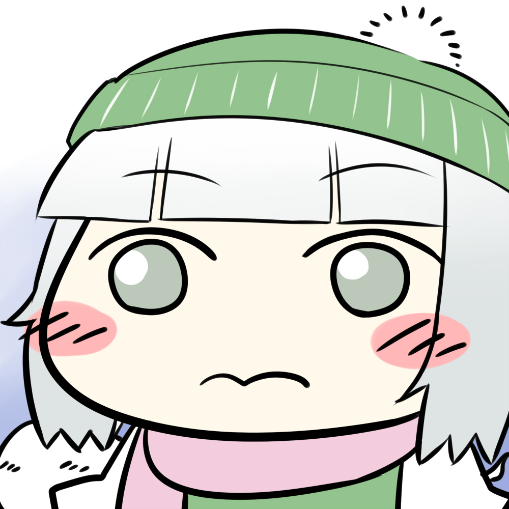blush_stickers, chibi, face, hat, konpaku_youmu, scarf, shimamura_youmu, solo