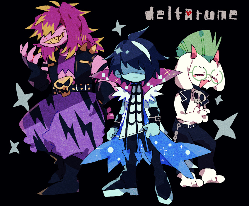 animal_ears, aqua_skin, blue_skin, colored_skin, colored_teeth, colored_tips, deltarune, fingerless_gloves
