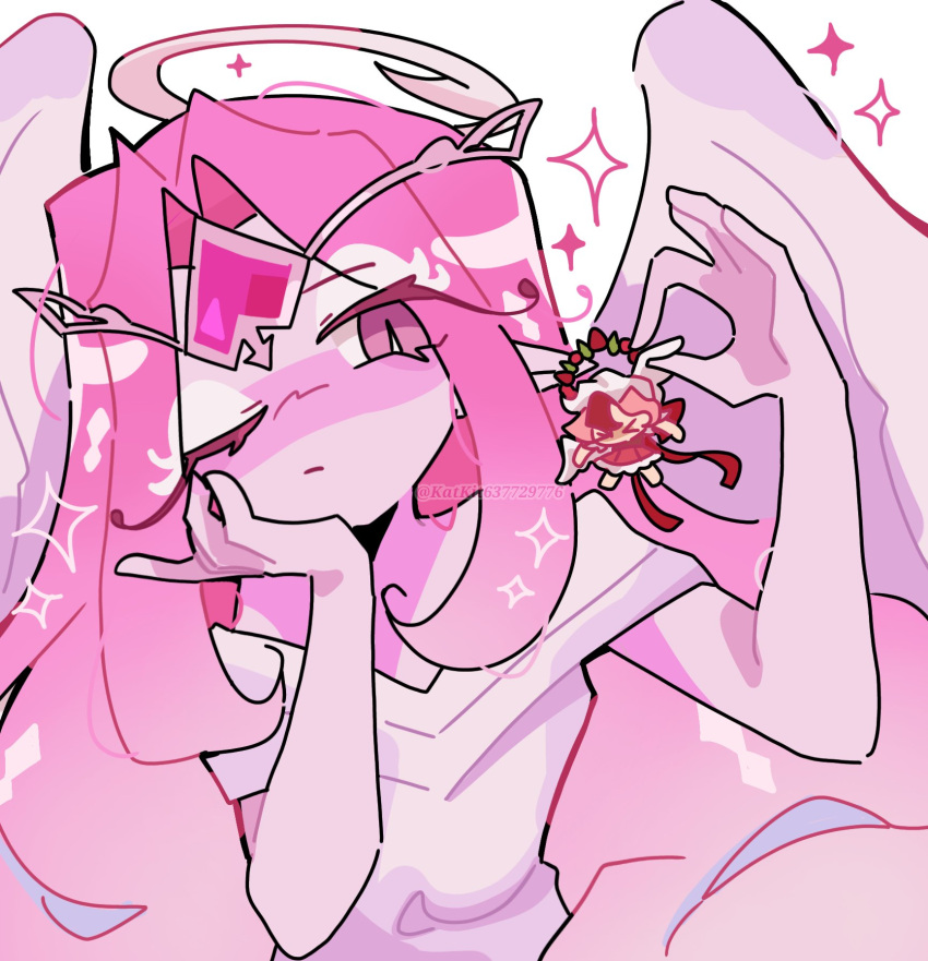 1boy, 1girl, angel, angel_wings, breasts, colored_skin, cookie_run, cookie_run:_kingdom