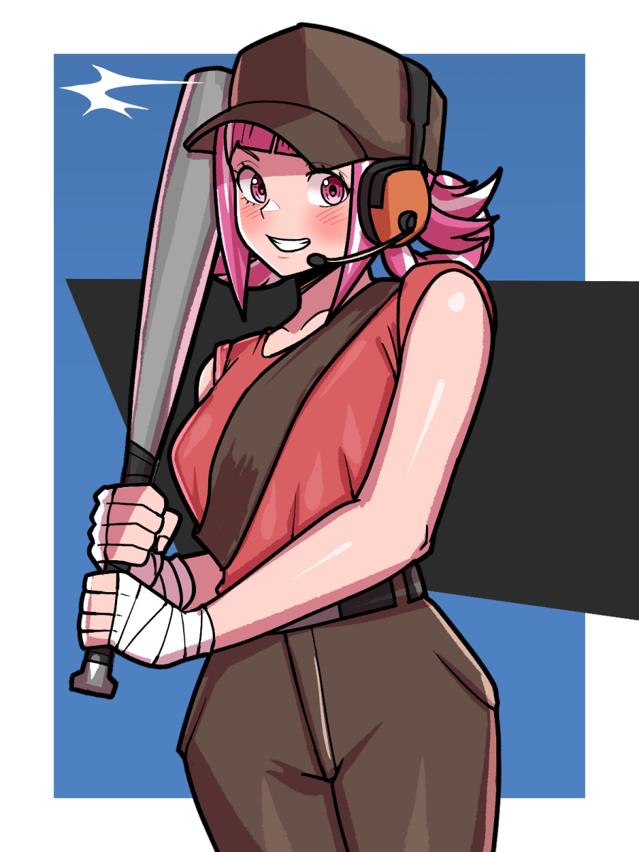 1girl, alternate_costume, bandaged_hand, bandages, baseball_bat, fire_emblem, fire_emblem_engage, highres