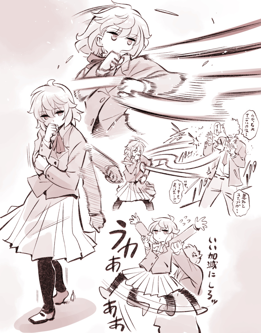 1boy, 1girl, absurdres, anger_vein, boxing, fighting_stance, highres, holding