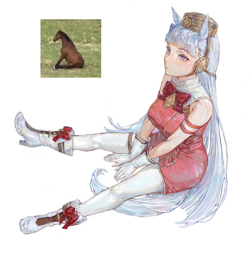 1girl, absurdres, amel_303, animal_ears, blunt_bangs, boots, bow, bowtie