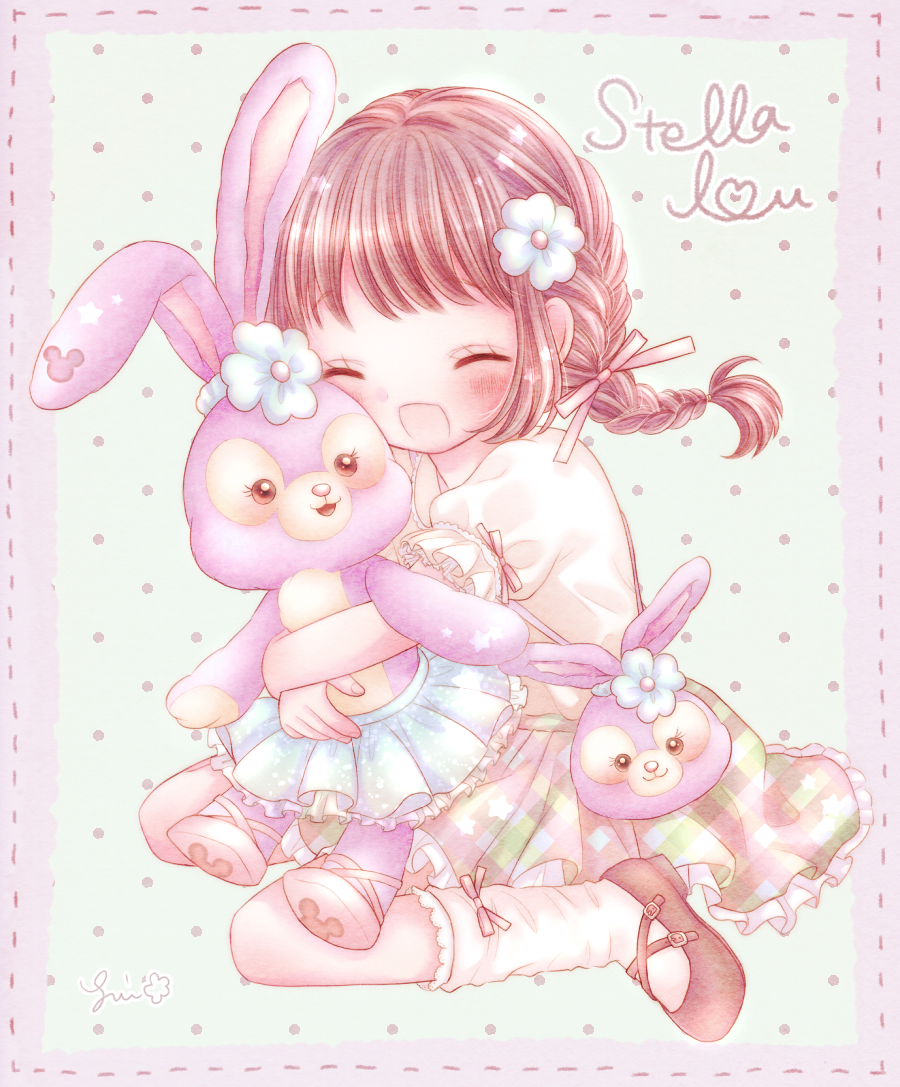 1girl, animal_ears, animification, bow, braid, character_doll, doll, dual_persona