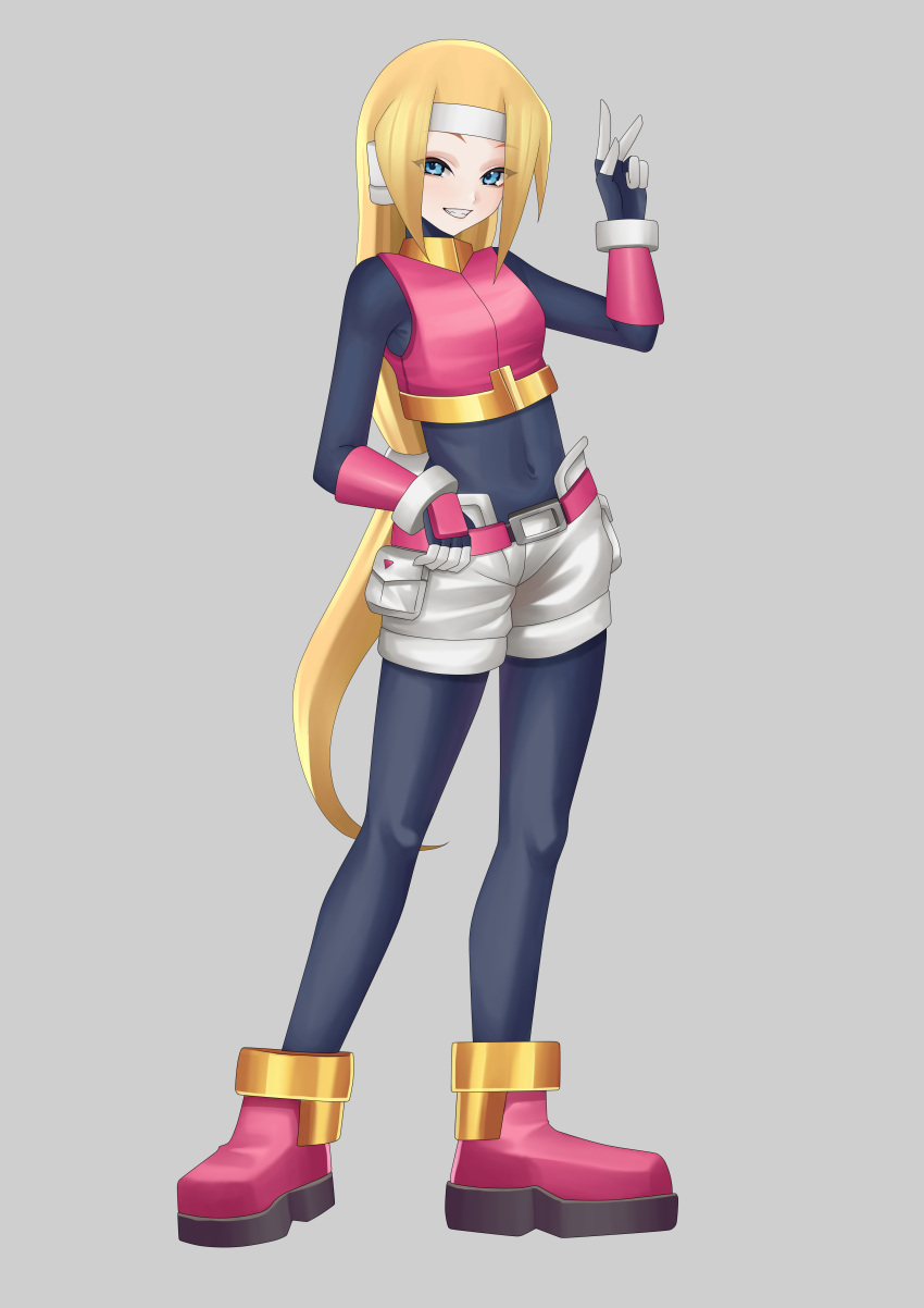 1girl, absurdres, bardanv3, belt, belted_shorts, blonde_hair, blue_eyes, bodystocking