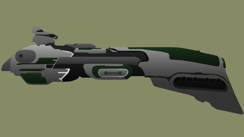 anasasi, attack_ship_(eve_online), battleship_(eve_online), commentary, english_commentary, eve_online, federation_navy_(eve_online), from_behind, gallente_federation_(eve_online), green_background, highres, military_vehicle, no_humans, roden_shipyards_(eve_online), science_fiction, simple_background, spacecraft, vector_art, vehicle_focus