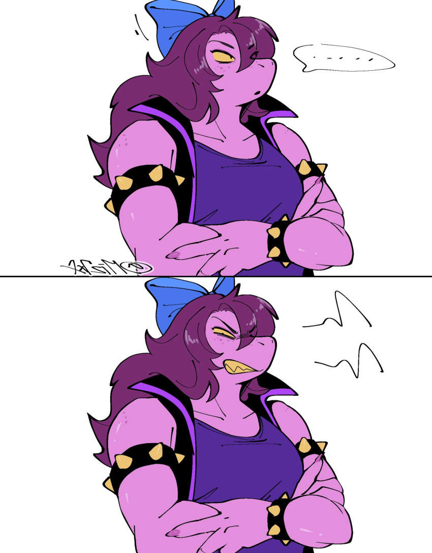 ..., 1girl, annoyed, armlet, bow, bracelet, clenched_teeth, colored_sclera