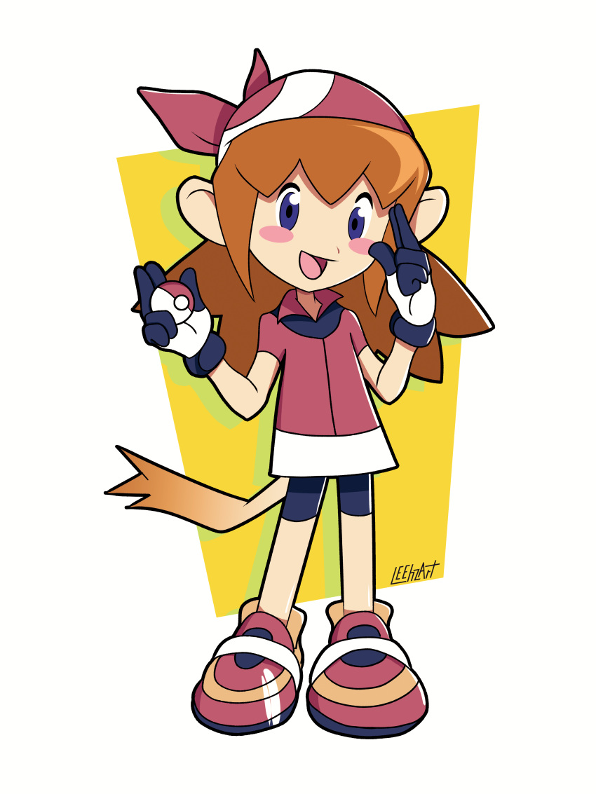 1girl, :d, absurdres, animal_ears, artist_name, bandana, bike_shorts, bike_shorts_under_skirt