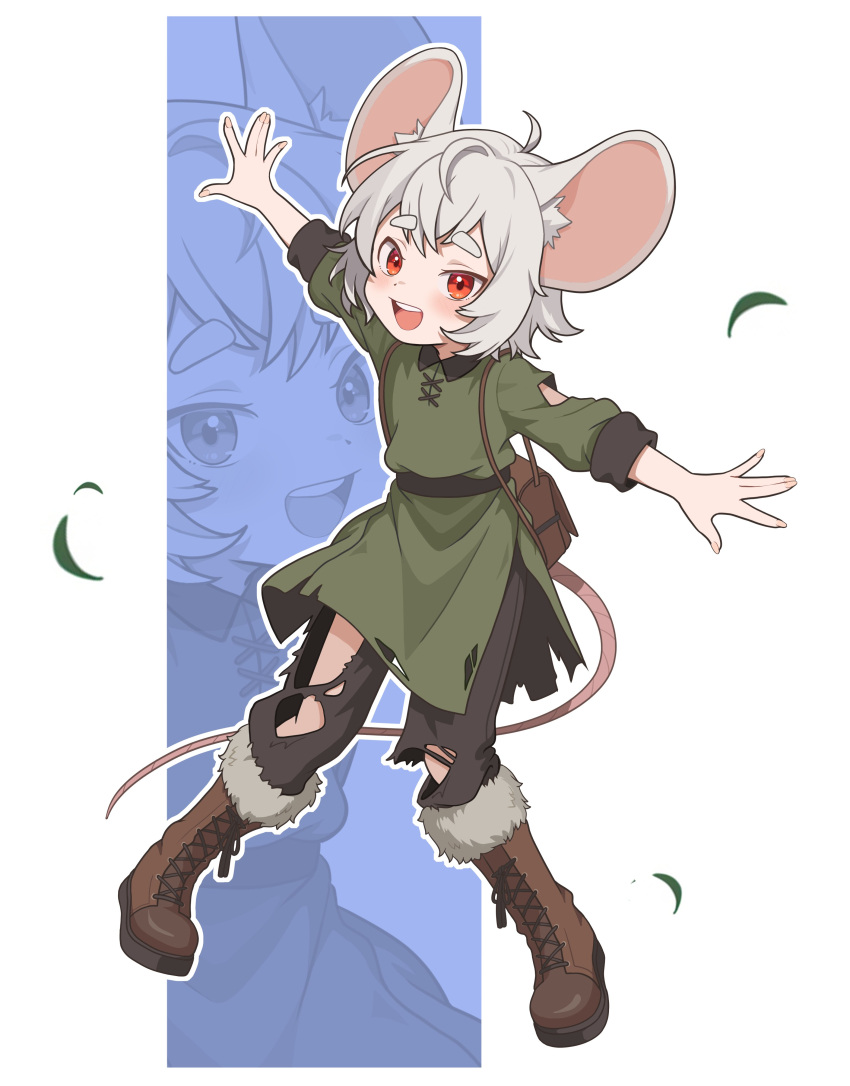 1boy, absurdres, animal_ear_fluff, animal_ears, backpack, bag, belt, black_belt