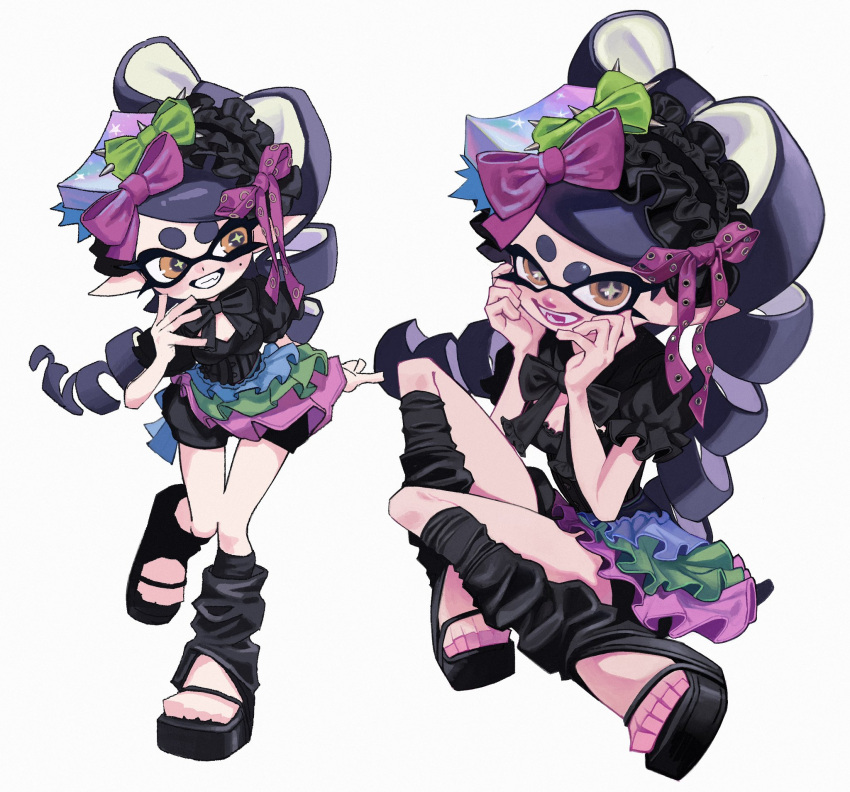 1girl, alternate_costume, alternate_hairstyle, black_bow, black_bowtie, black_hair, black_hairband, black_jumpsuit