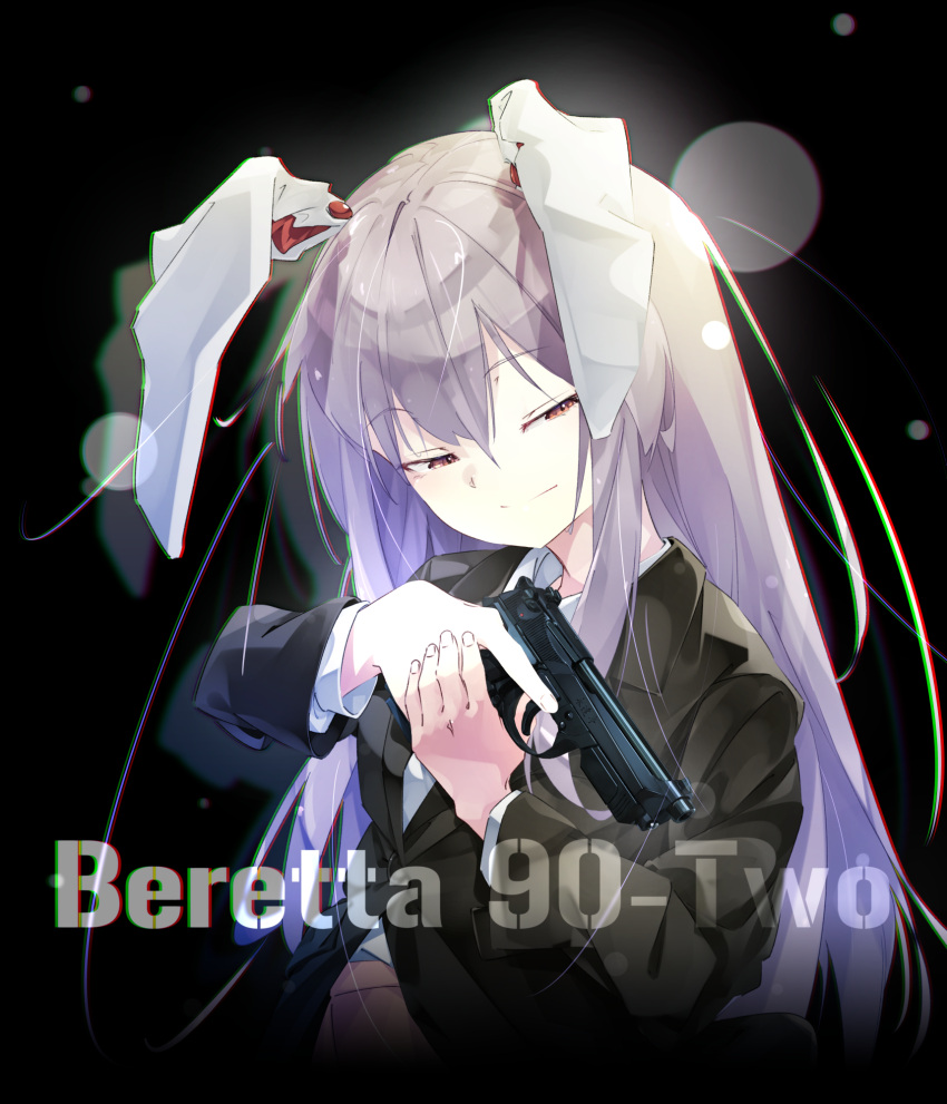 1girl, animal_ears, beretta_90two, black_jacket, closed_mouth, collared_shirt, commentary_request, gorilla_(bun0615)