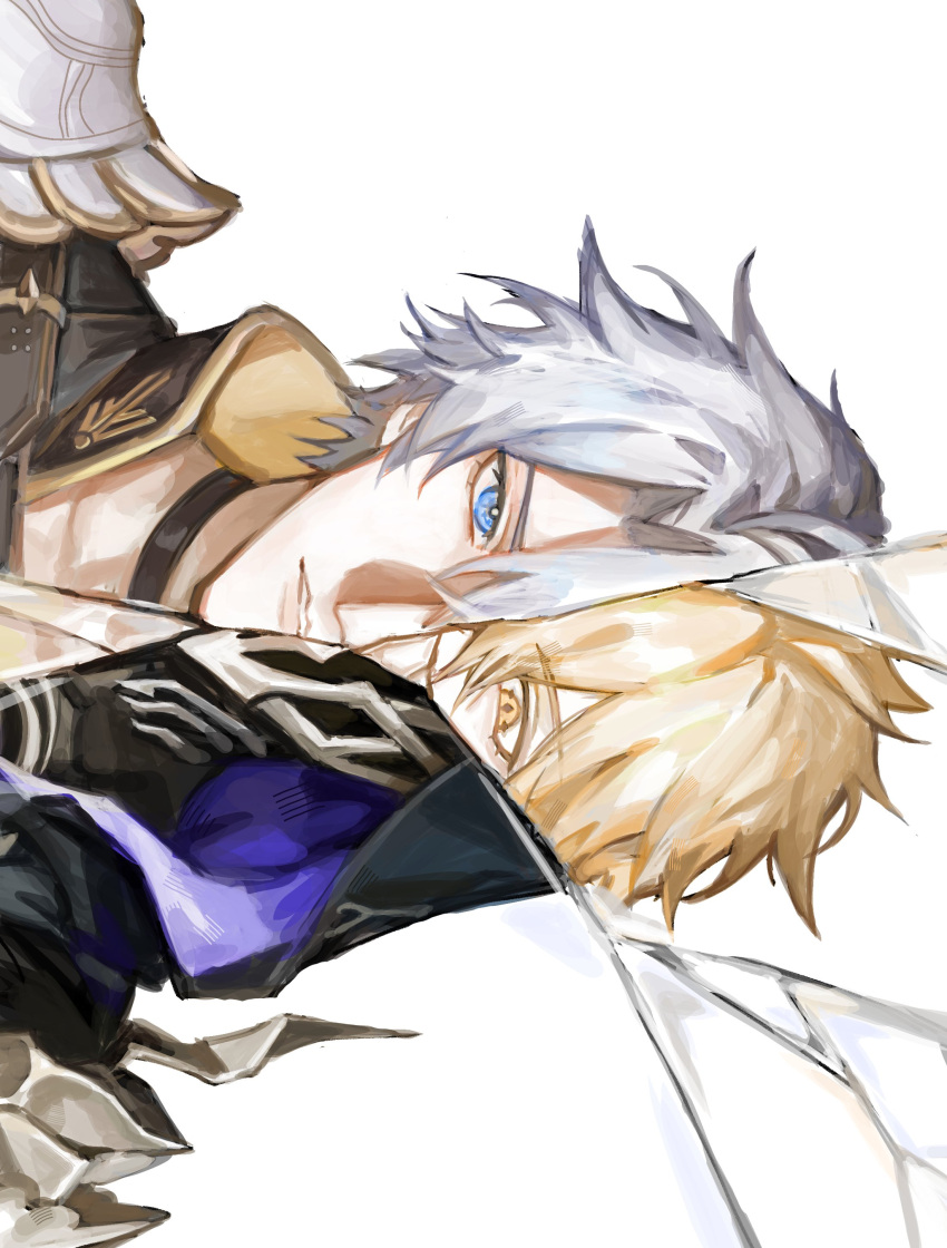 1boy, absurdres, alternate_form, antenna_hair, armor, black_choker, black_cloak, black_shirt