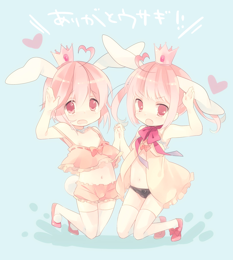 1girl, ac_japan, ahoge, aisatsu_no_mahou, animal_ears, arigato_usagi, bad_id, bloomers