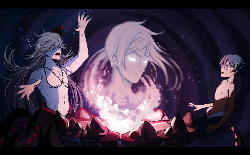 ariel_(disney), ariel_(disney)_(cosplay), bubble, ciel_phantomhive, cosplay, glowing, glowing_eyes, highres