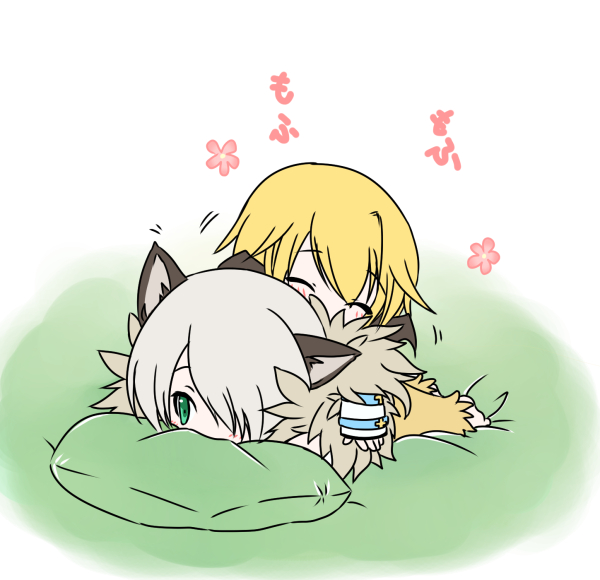 2boys, animal_ears, arch_bishop_(ragnarok_online), blonde_hair, blush, borrowed_character, cat_boy, cat_ears