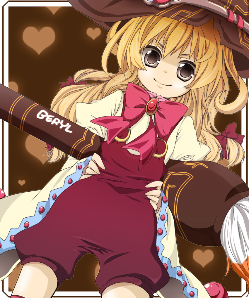 aizawa_riku, bad_id, beryl_benito, blonde_hair, bow, brooch, brown_background, grey_eyes
