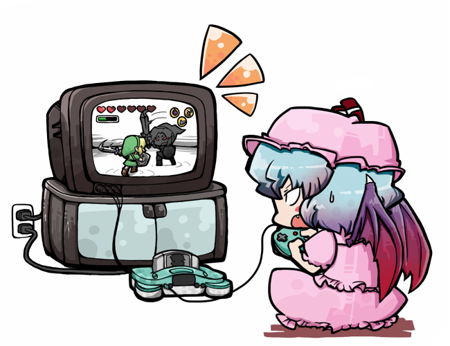 blush_stickers, bomb, cartridge, chibi, console, controller, d-pad, dark_link