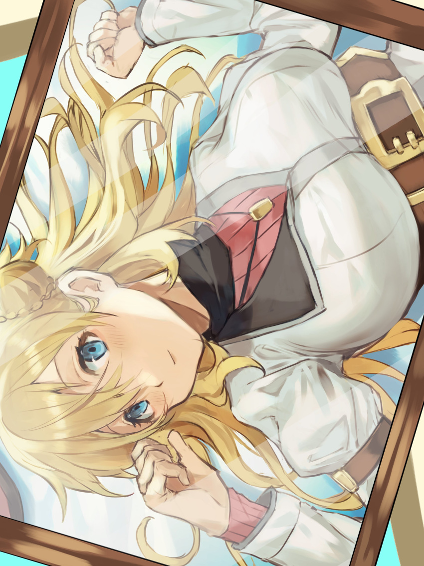 1girl, absurdres, agnes_claudel, blonde_hair, blue_eyes, breasts, bun_with_braided_base, cancanbaobao55
