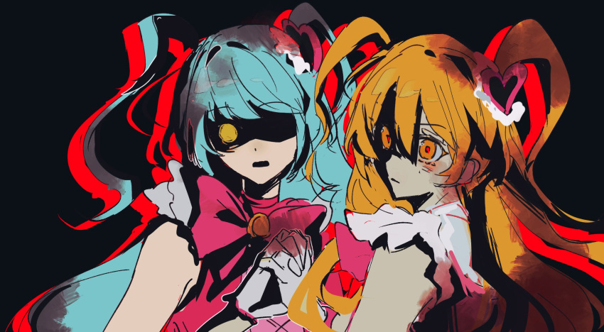 2girls, blonde_hair, blue_hair, bow, bowtie, cosplay, don_quixote_(project_moon), dress