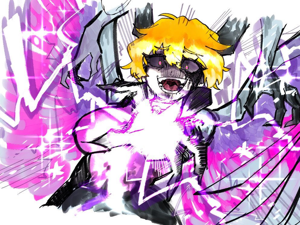 1girl, black_sclera, breasts, colored_sclera, corruption, don_quixote_(project_moon), e.g.o_(project_moon), horns