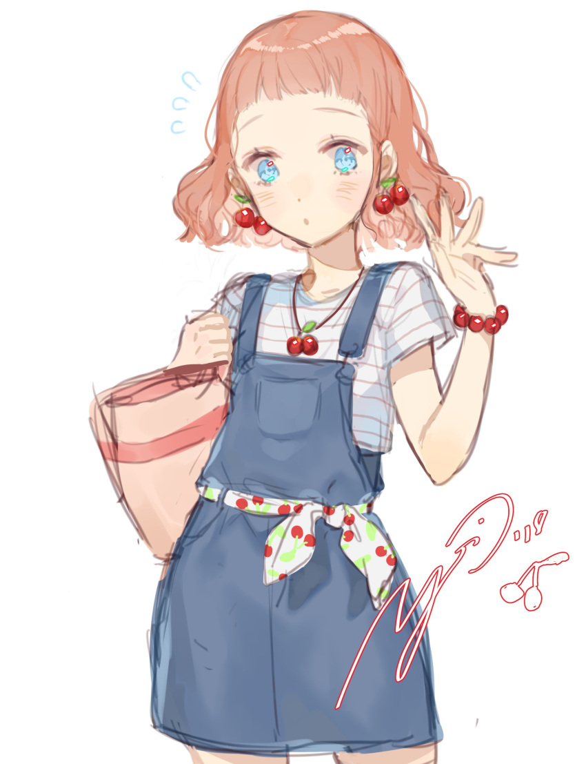1girl, :o, ^^^, absurdres, bag, bead_bracelet, beads, blue_eyes