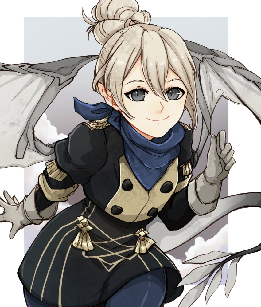 1girl, absurdres, alternate_costume, black_dress, black_eyes, blue_scarf, closed_mouth, commentary