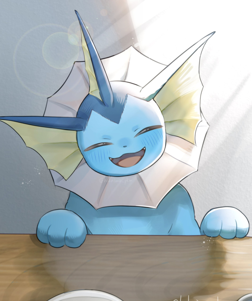 animal_focus, blue_fur, closed_eyes, fins, grey_background, head_fins, highres, hokaimo_pkmn