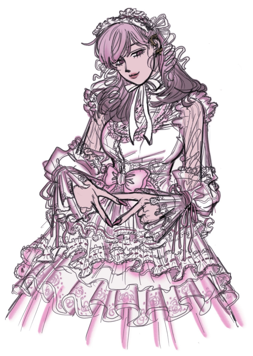 1girl, alternate_costume, bow, breasts, commentary, costume_request, cowboy_shot, double_v