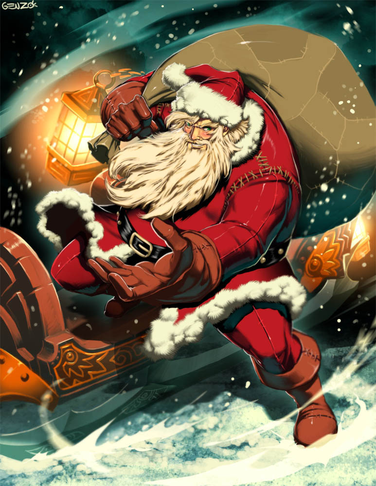 artist_name, beard, belt, boots, christmas, facial_hair, genzoman, gloves