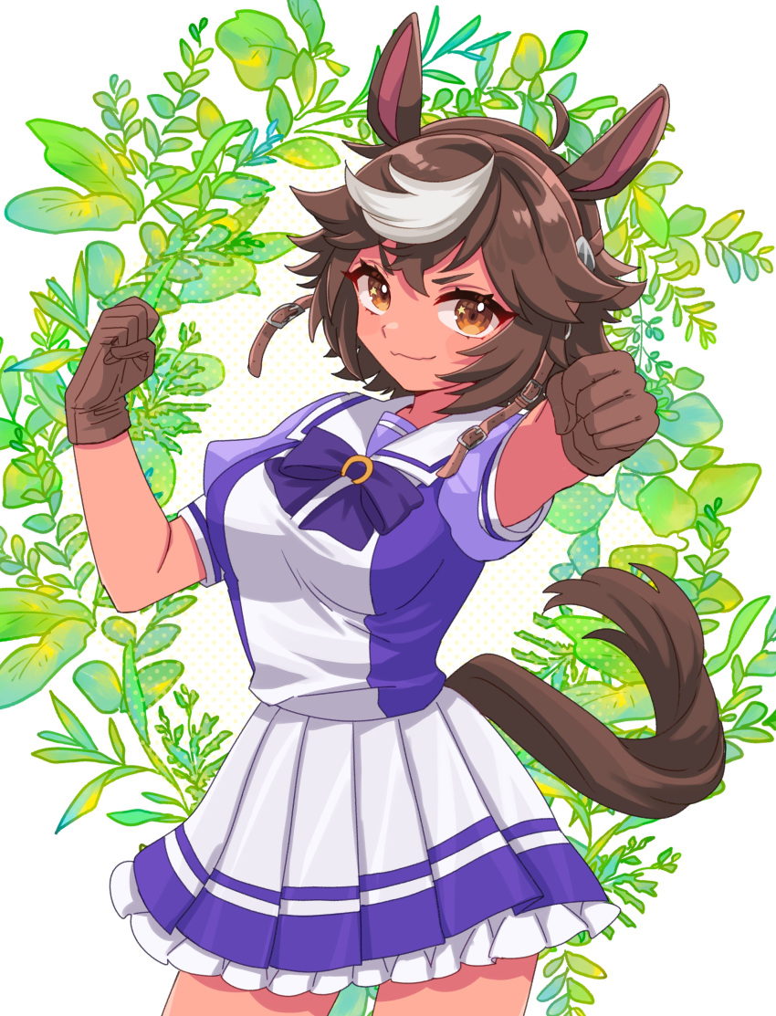 1girl, absurdres, ahoge, animal_ears, bow, breasts, brown_eyes, brown_fur