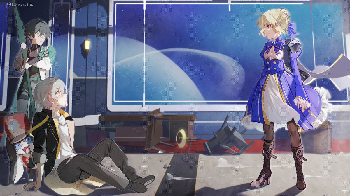 ahoge, animal_ears, are_you_my_master, armor, artoria_pendragon_(fate), black_boots, black_coat, black_gloves