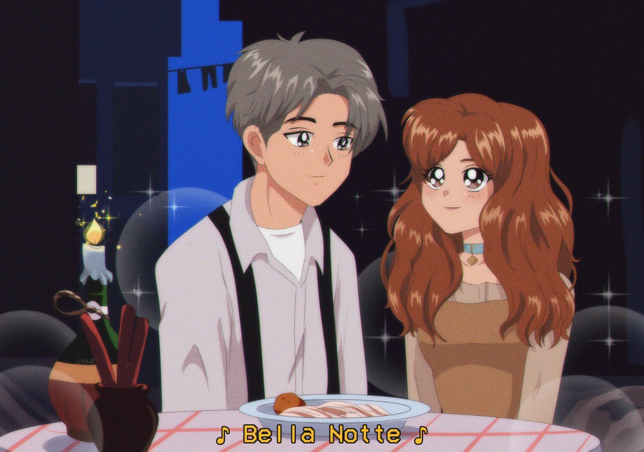 1boy, 1girl, blue_eyes, brenni_murasaki, brown_eyes, brown_hair, candle, dress