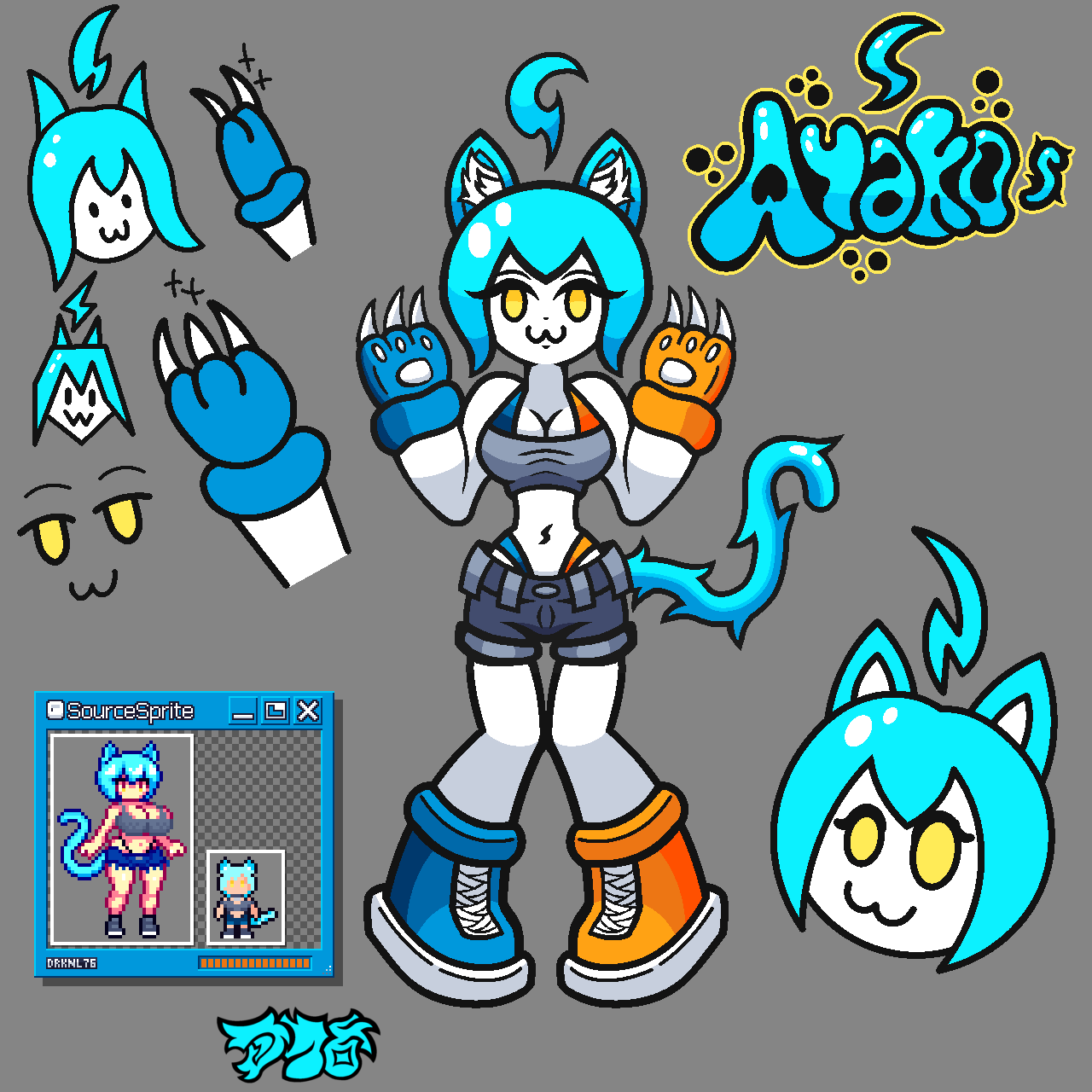 1girl, animal_ears, ayako_(darkniel76), breasts, cat_girl, darkniel76, highres, original