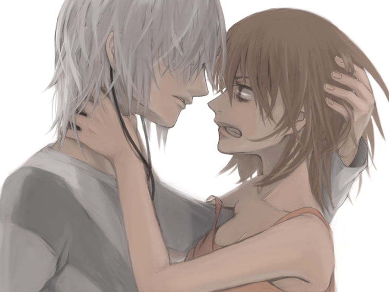 angry, brown_hair, choker, misaka_worst, short_hair, to_aru_majutsu_no_index, white_hair, yoriko_(shiyo)